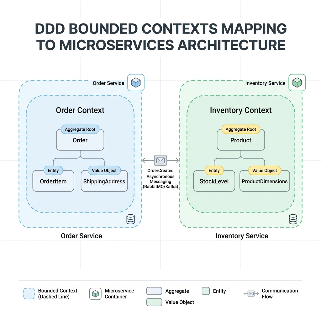 DDD Bounded Contexts-Zuordnung zum Microservices-Architekturdiagramm