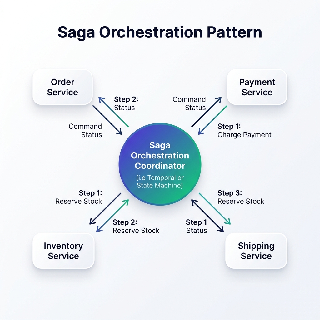 Saga Orchestration Microservices-Architekturdiagramm