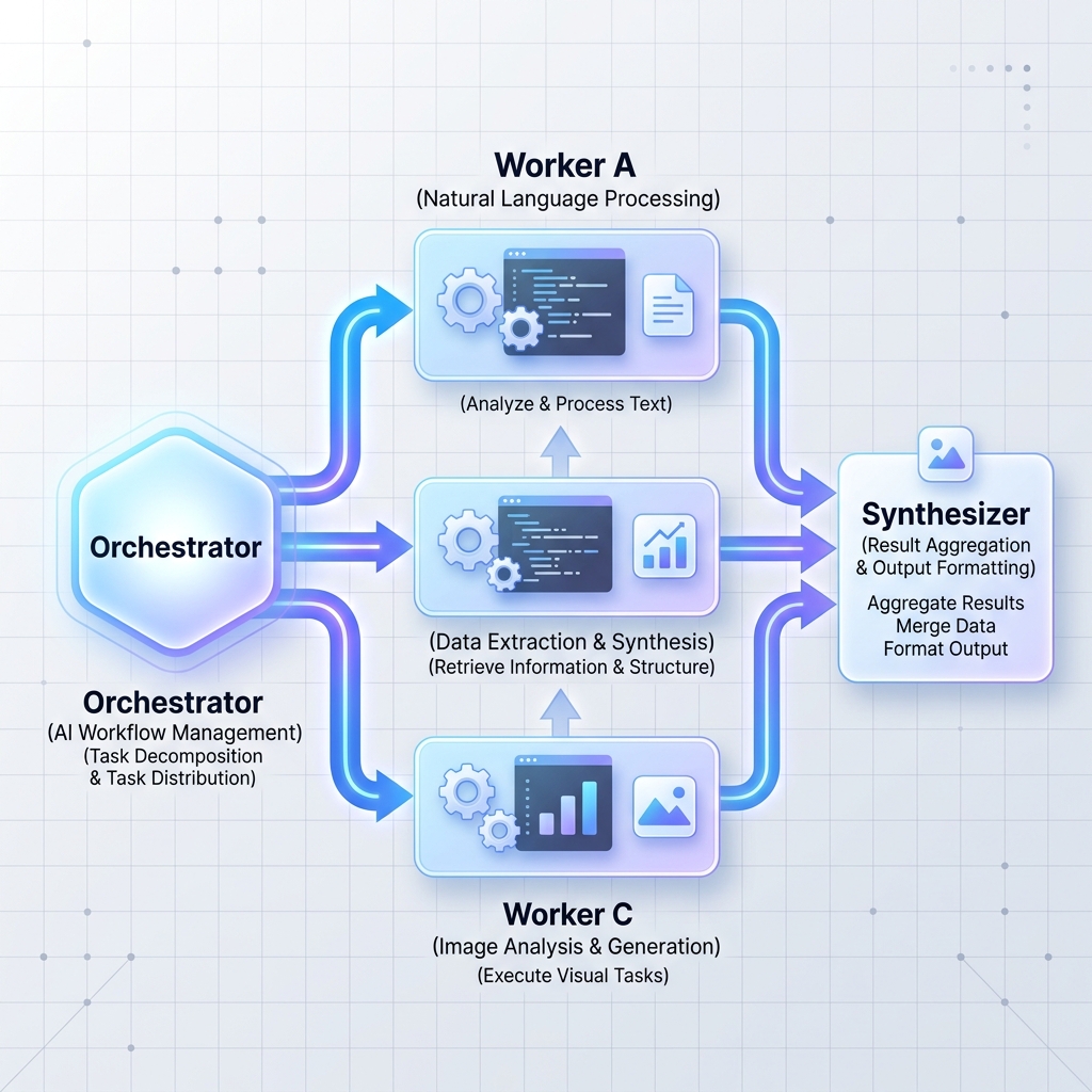 Diagramme de flux de travail des travailleurs de LLM Orchestrator